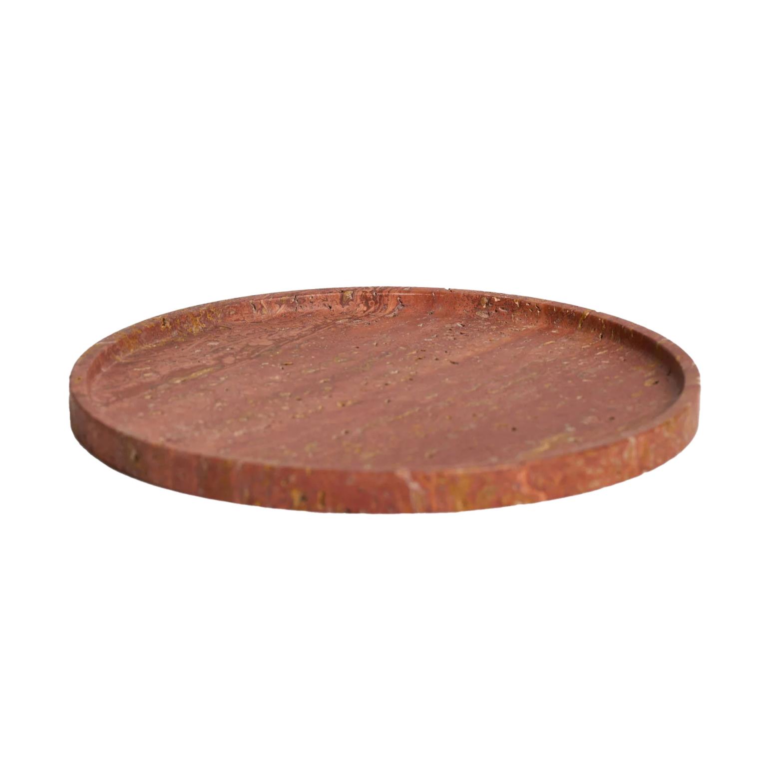 NED Collections Moon Round Tray - Burnt Travertine